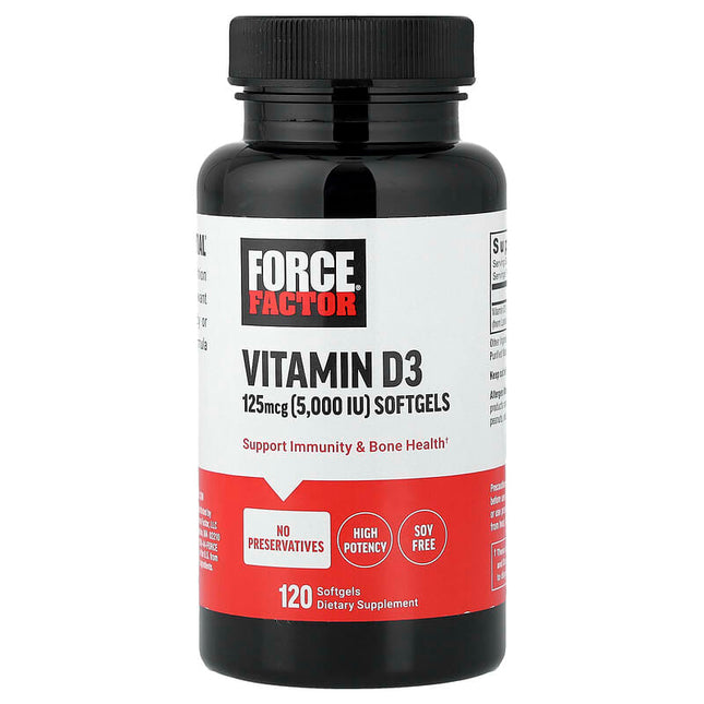 Force Factor Vitamin D3 High Potency 125 mcg (5,000 IU) 120 Capsules product image