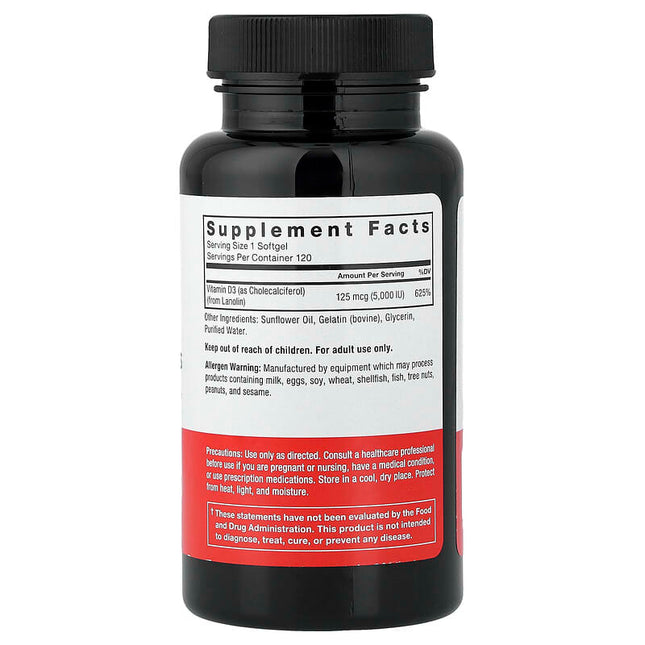 Force Factor Vitamin D3 High Potency 125 mcg (5,000 IU) 120 Capsules additional product image 2