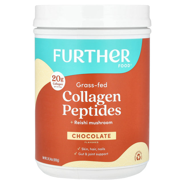 Further Food Grass-Fed Collagen Peptides + Reishi Mushroom, Chocolate - Front of pack