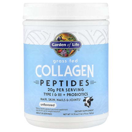 Garden of Life Grass Fed Collagen Peptides, Unflavoured - Front of pack