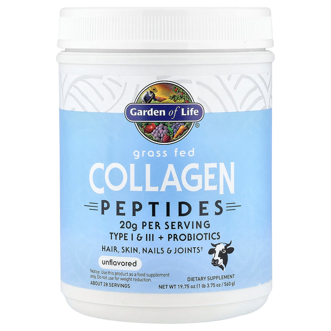 Garden of Life Grass Fed Collagen Peptides, Unflavoured - Front of pack
