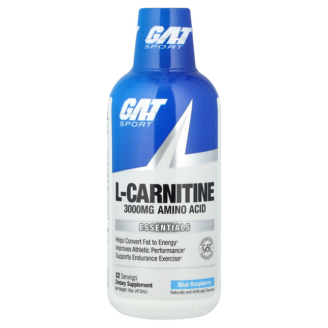 GAT Sport L-Carnitine, Blue Raspberry 473 ml (16 oz) - front of pack