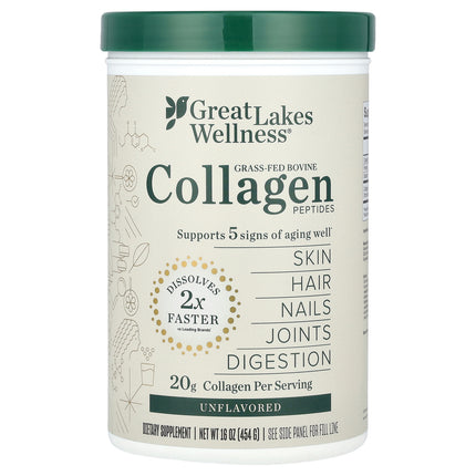 Great Lakes Wellness Grass-Fed Bovine Collagen Peptides, Unflavoured - Front of pack