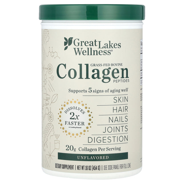 Great Lakes Wellness Grass-Fed Bovine Collagen Peptides, Unflavoured - Front of pack