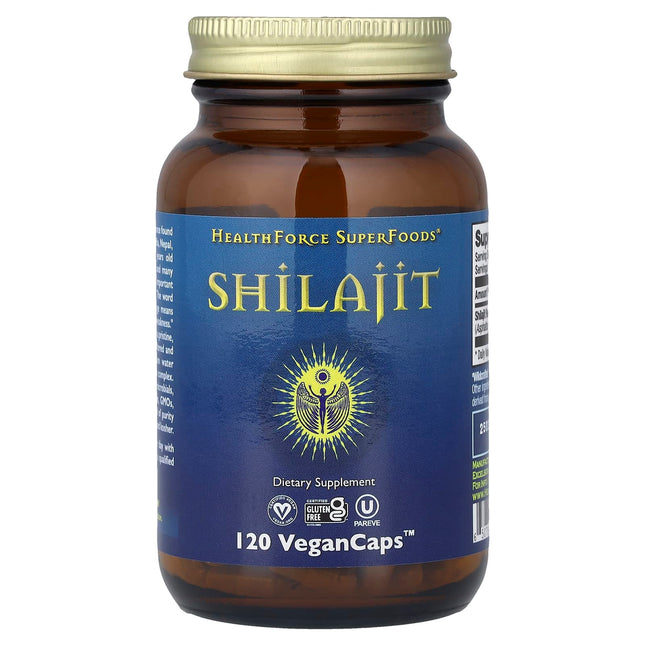 HealthForce Superfoods Shilajit 120 Vegan Caps 200 mg - front of jar