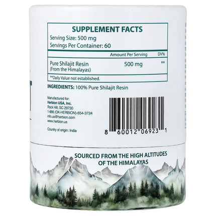 Herbion Naturals Himalayan Shilajit 1 oz 30 g - back label