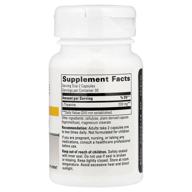 Integrative Therapeutics L-Theanine, 60 Capsules (100 mg per Capsule) - supplement facts and ingredients label