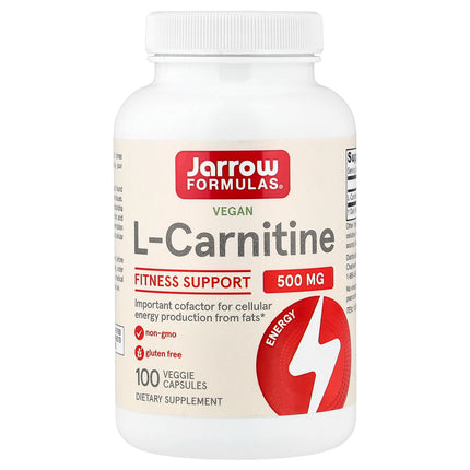 Jarrow Formulas Vegan L-Carnitine, 500 mg 100 Veggie Capsules - front of pack