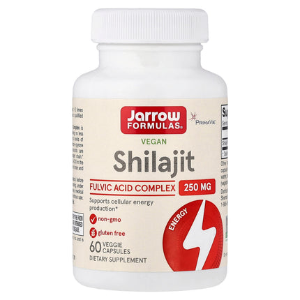 Jarrow Formulas Vegan Shilajit 250 mg 60 Veggie Capsules - front of bottle