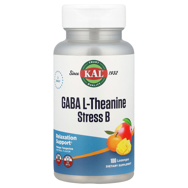 KAL GABA L-Theanine Stress B, Mango Tangerine, 100 Lozenges - product front