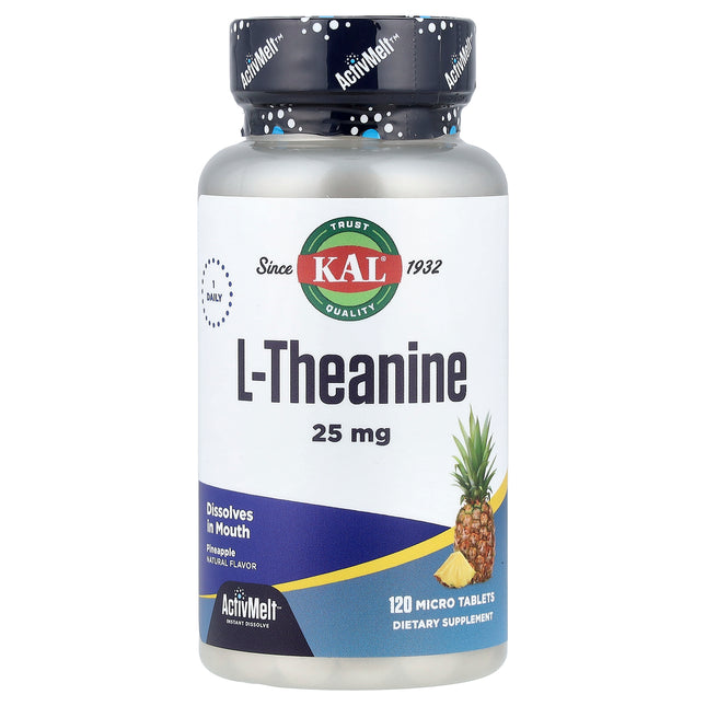 KAL L-Theanine, Pineapple, 25 mg, 120 Micro Tablets - product front
