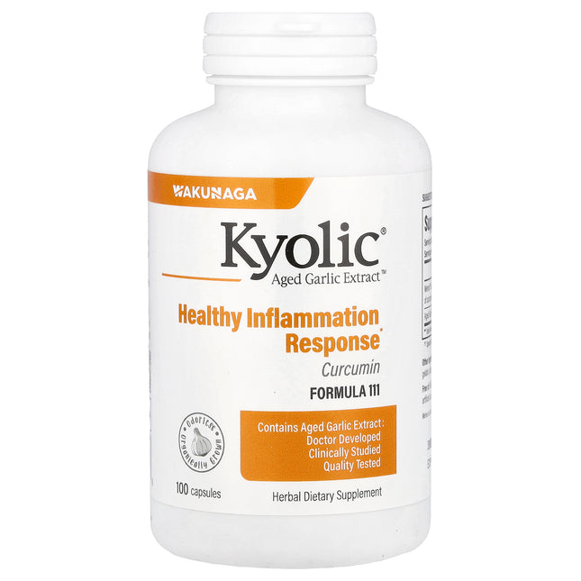 Kyolic Aged Garlic Extract Curcumin Healthy Inflammation Response Formula 111 capsules bottle - front of pack
