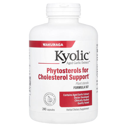 Kyolic Aged Garlic Extract Phytosterols for Cholesterol Support Formula 107 capsules bottle - front of pack