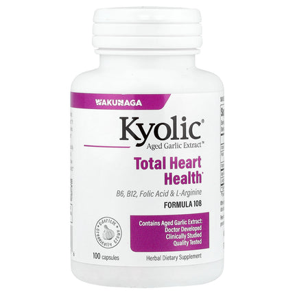 Kyolic Aged Garlic Extract Total Heart Health Formula 108 capsules bottle - front of pack