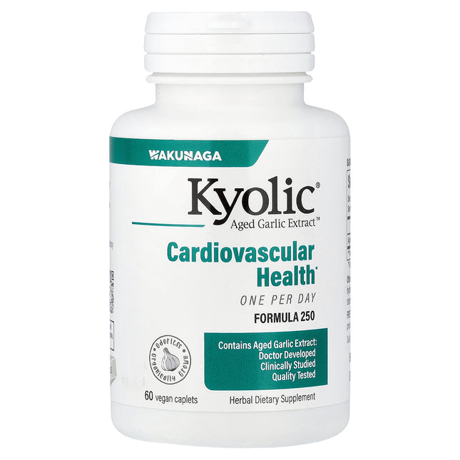 Kyolic Aged Garlic Extract Formula 250 one per day vegan caplets bottle - front of pack