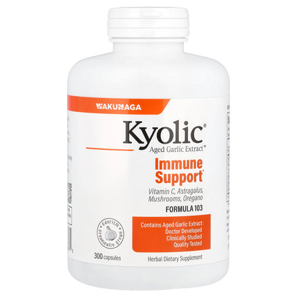 Kyolic Aged Garlic Extract Immune Support Formula 103 capsules bottle - front of pack
