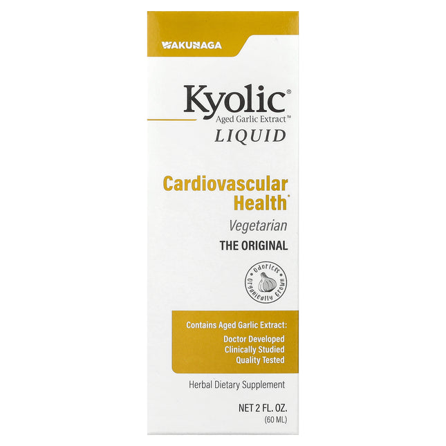 Kyolic Aged Garlic Extract Liquid 60 ml bottle and carton - front of pack