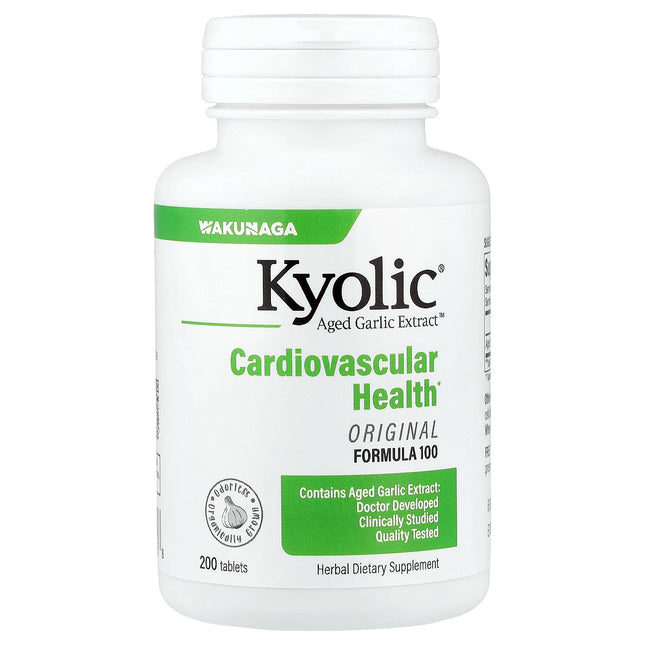 Kyolic Aged Garlic Extract Cardiovascular Health Original Formula 100 tablets bottle - front of pack
