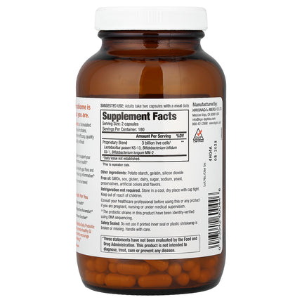 Kyolic Kyo-Dophilus Daily Probiotic capsules bottle - back label with supplement facts and ingredients