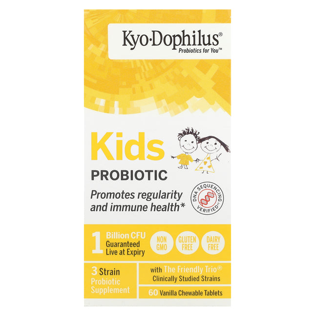 Kyolic Kyo-Dophilus Kids Probiotic Vanilla 1 billion CFU chewable tablets - front of pack