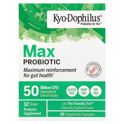 Kyolic Kyo-Dophilus Max Probiotic 50 billion CFU vegetarian capsules - front of pack