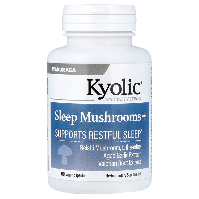 Kyolic Specialty Series Sleep Mushrooms+ vegan capsules bottle - front of pack