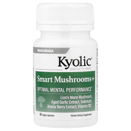Kyolic Specialty Series Smart Mushrooms+ vegan capsules bottle - front of pack
