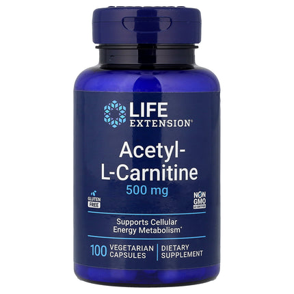 Life Extension Acetyl-L-Carnitine 100 Vegetarian Capsules - front of pack