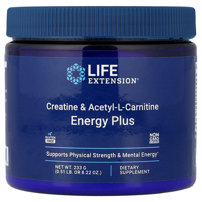 Life Extension Creatine & Acetyl-L-Carnitine, Energy Plus 233 g (0.51 lb) - front of pack