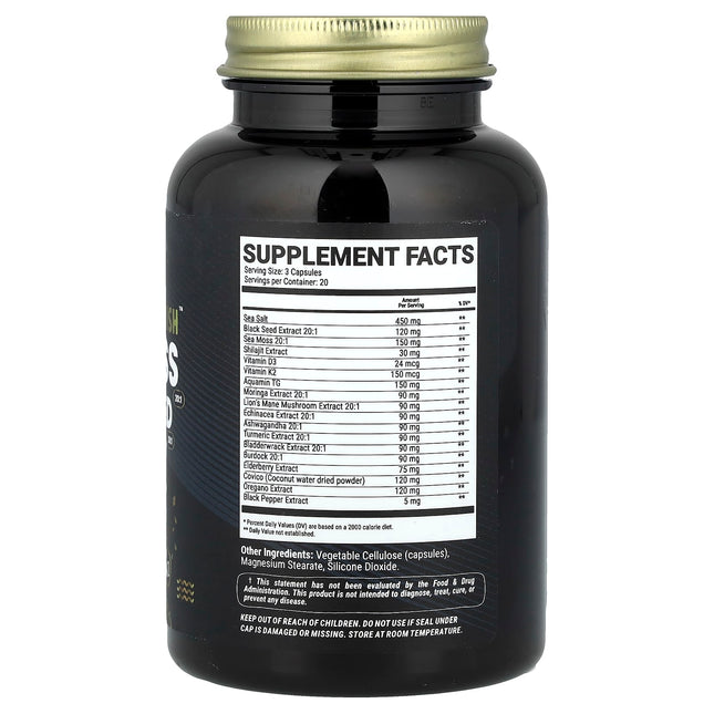 Maju Superfoods Mineral Replenish 60 Capsules - back of bottle with supplement facts