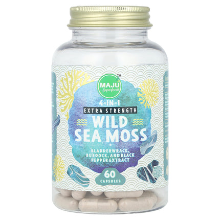 Maju Superfoods Wild Sea Moss 60 capsules bottle, front of pack