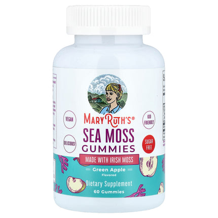 MaryRuth's Sea Moss Gummies Green Apple 60 gummies bottle, front of pack