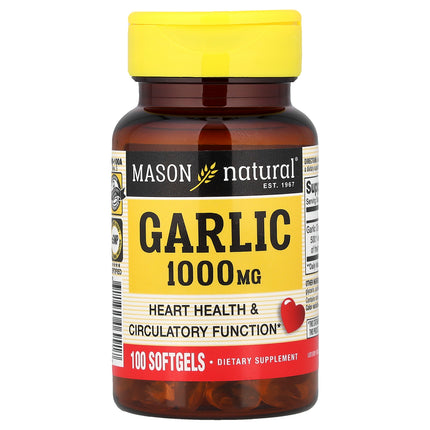 Mason Natural Garlic 1,000 mg 100 Softgels - front of bottle
