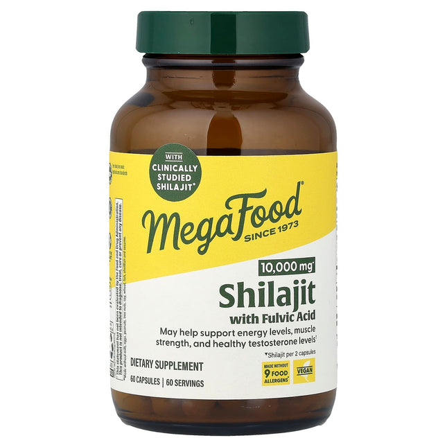 MegaFood Shilajit With Fulvic Acid 60 Capsules - front of bottle
