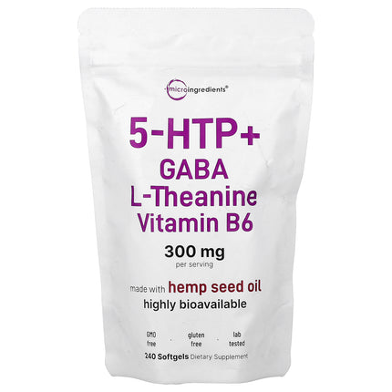 Micro Ingredients 5 HTP + Gaba, L-Theanine, Vitamin B6, 240 Capsules - product front