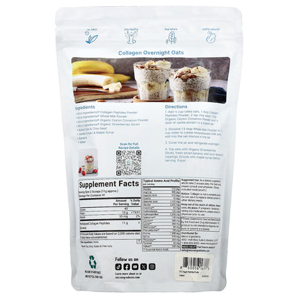 Micro Ingredients Collagen Peptides, Unflavoured - Back label with supplement facts and ingredients