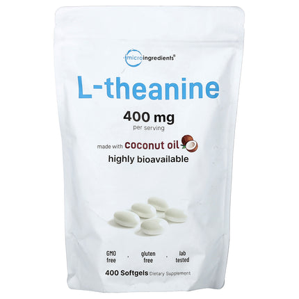 Micro Ingredients L-Theanine, 400 Capsules (200 mg per Capsule) - product front