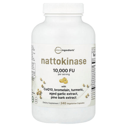 Micro Ingredients Nattokinase 240 Vegetarian Capsules bottle front label