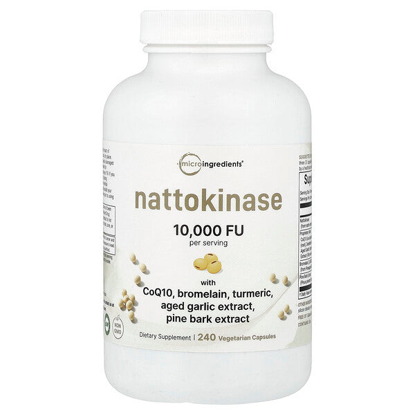 Micro Ingredients Nattokinase 240 Vegetarian Capsules bottle front label
