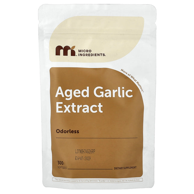 Micro Ingredients Odourless Aged Garlic 300 Softgels - front of pack