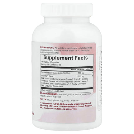 Micro Ingredients TUDCA 240 Capsules Supplement Facts back