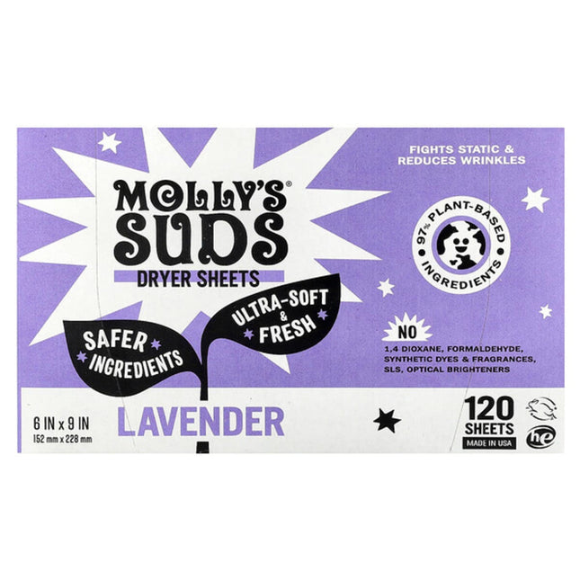 Molly's Suds, Dryer Sheets, Lavender, 120 Sheets  - front of pack