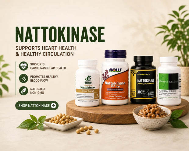 Nattokinase supplements with heart health and circulation messaging