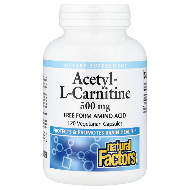 Natural Factors Acetyl-L-Carnitine, 500 mg 120 Vegetarian Capsules - front of pack