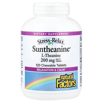 Natural Factors Stress-Relax Suntheanine L-Theanine, Fruit, Chewable Tablets, 120 Chewable Tablets - product front