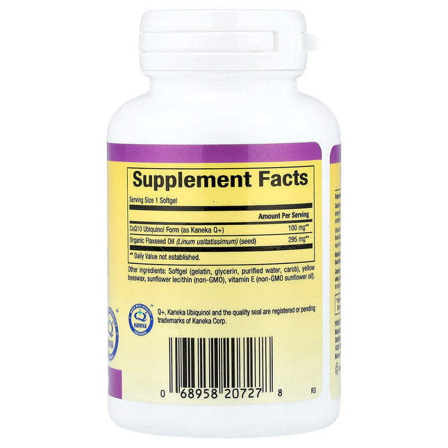 Natural Factors ubiquinol 100 mg 30 softgel bottle showing supplement facts and ingredients