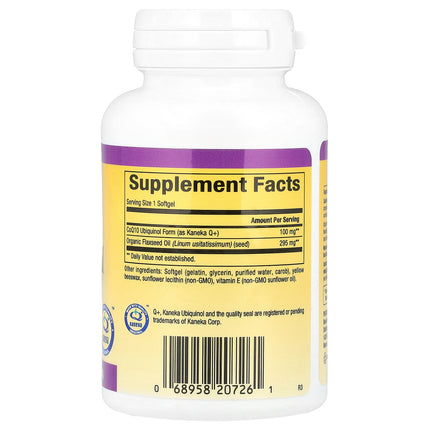 Natural Factors ubiquinol 100 mg 60 softgel bottle showing supplement facts and ingredients