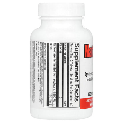 Naturally Vitamins Nattokinase 1500 120 Enteric Coated Tablets supplement facts back label