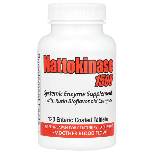 Naturally Vitamins Nattokinase 1500 120 Enteric Coated Tablets bottle front label
