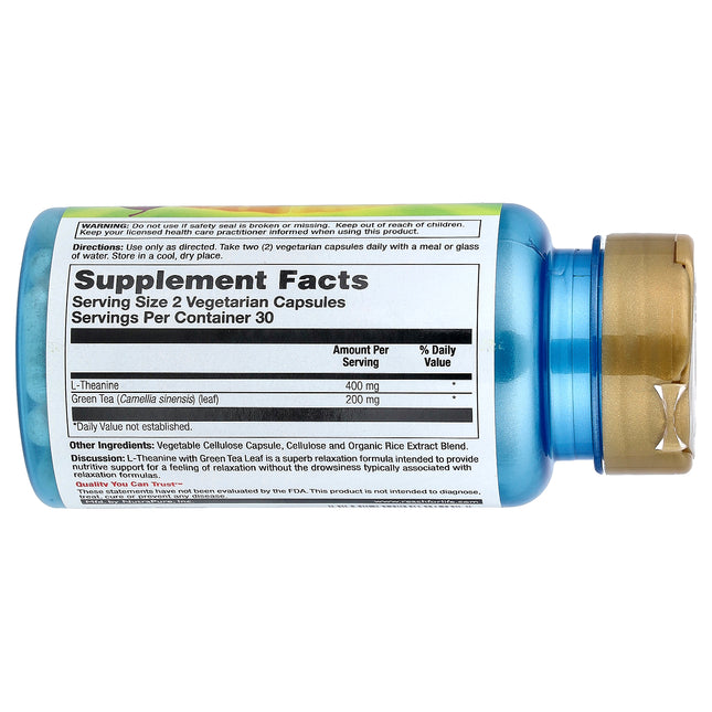 Nature's Life L-Theanine, 60 Vegetarian Capsules - supplement facts and ingredients label